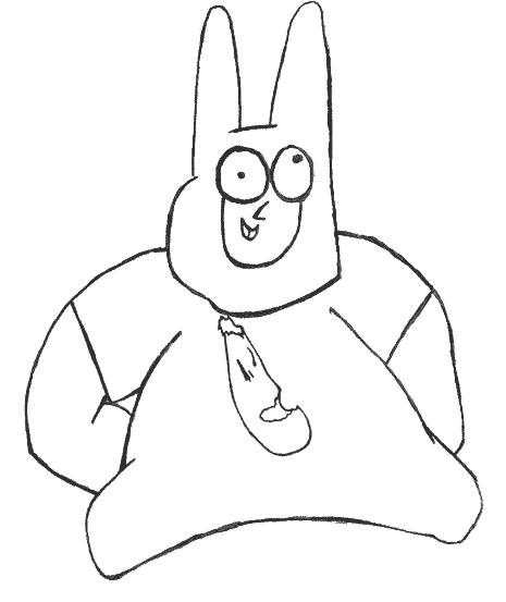 A Fat Man in a bunny Suit in a t-shirt for Urnesto